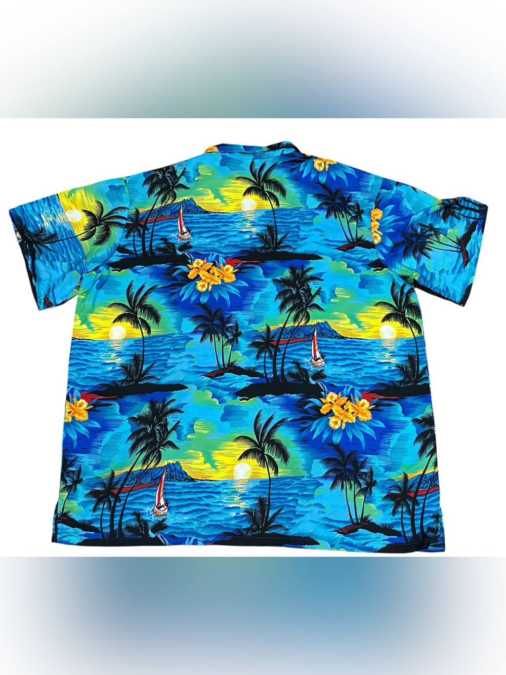 King Kameha Hawaiian Shirt Mens Plus Sz 6XL Tropical Palm Tree Ocean Aloha Blue - Picture 6 of 8